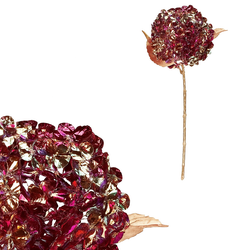 Umělá řezaná Hortenzie, pozlacená, fialovo-zlatý květ, 60 cm