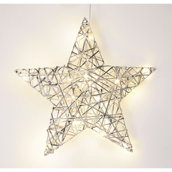 Vánoční svítící hvězda Silver, 30 x 30 cm, 20 micro LED, na baterie