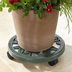 Podložka pod květináč s kolečky, zelená