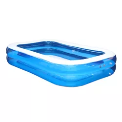 Rodinný nafukovací bazén, transparentní/modrá, 211 x 132 x 46 cm