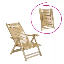 Zahradní polohovací křeslo, přírodní, bambus, URSEL